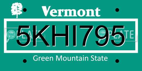 5KHI795 Vermont License Plate