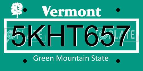 5KHT657 Vermont License Plate