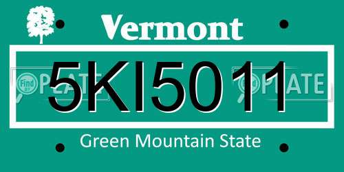 5KI5011 Vermont License Plate