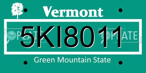 5KI8011 Vermont License Plate
