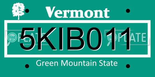 5KIB011 Vermont License Plate