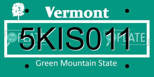 5KIS011 Vermont License Plate