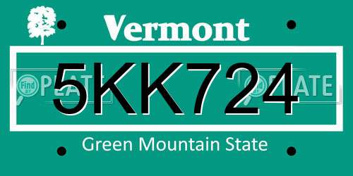 5KK724 Vermont License Plate