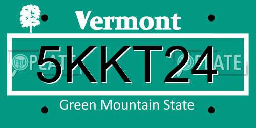 5KKT24 Vermont License Plate