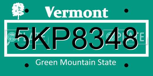 5KP8348 Vermont License Plate