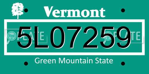 5L07259 Vermont License Plate