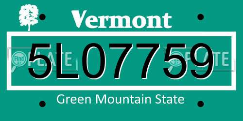 5L07759 Vermont License Plate