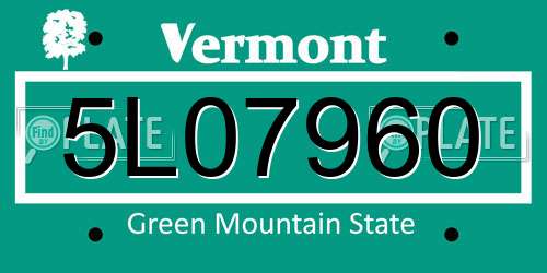 5L07960 Vermont License Plate