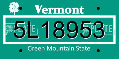 5L18953 Vermont License Plate