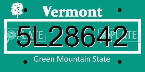5L28642 Vermont License Plate