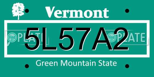 5L57A2 Vermont License Plate