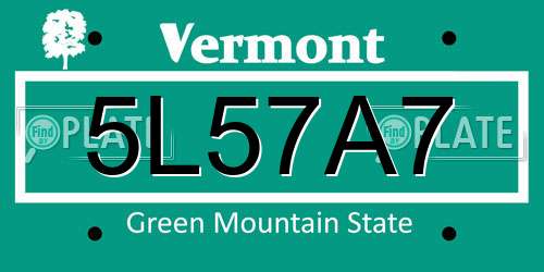 5L57A7 Vermont License Plate