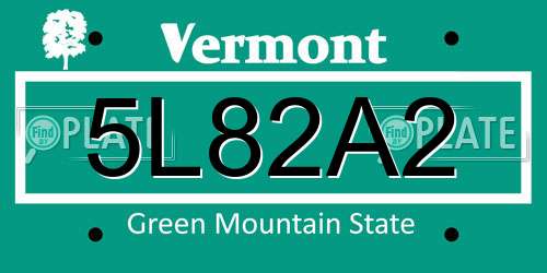 5L82A2 Vermont License Plate