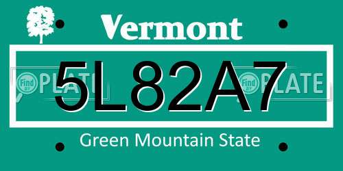 5L82A7 Vermont License Plate