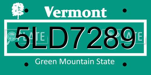 5LD7289 Vermont License Plate