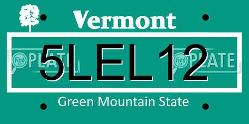 5LEL12 Vermont License Plate