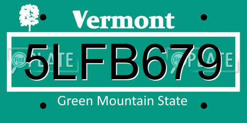 5LFB679 Vermont License Plate
