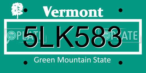 5LK583 Vermont License Plate
