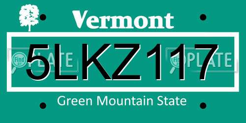 5LKZ117 Vermont License Plate