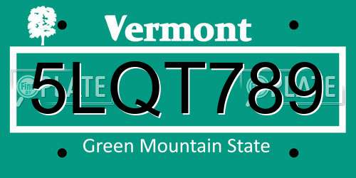 5LQT789 Vermont License Plate