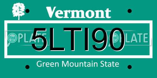 5LTI90 Vermont License Plate
