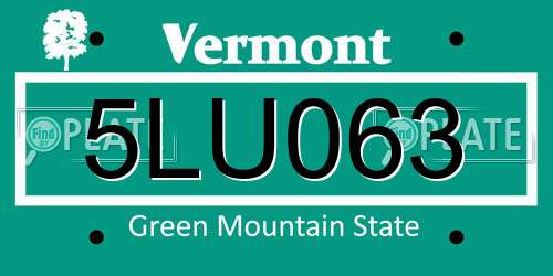 5LU063 Vermont License Plate