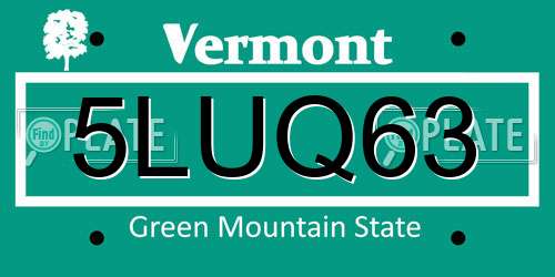 5LUQ63 Vermont License Plate
