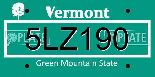 5LZ190 Vermont License Plate