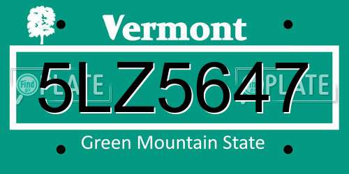 5LZ5647 Vermont License Plate