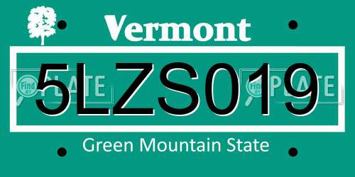 5LZS019 Vermont License Plate