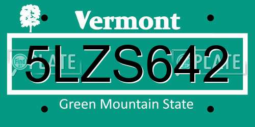 5LZS642 Vermont License Plate