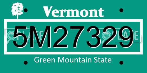 5M27329 Vermont License Plate