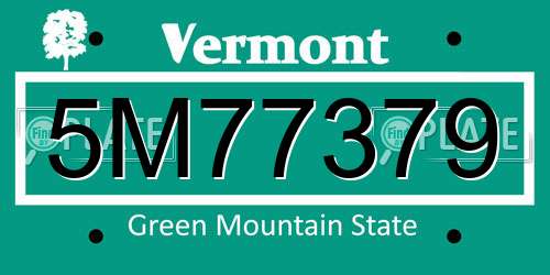 5M77379 Vermont License Plate