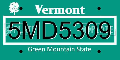 5MD5309 Vermont License Plate