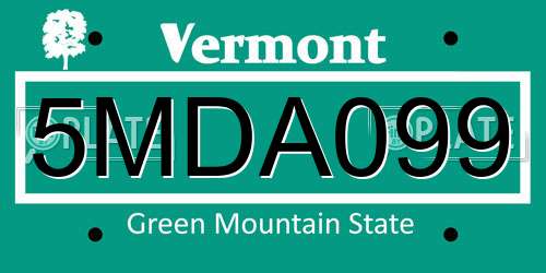 5MDA099 Vermont License Plate