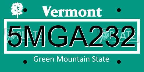 5MGA232 Vermont License Plate