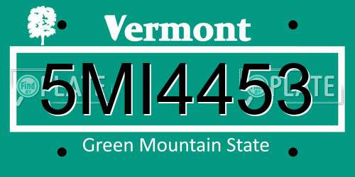 5MI4453 Vermont License Plate