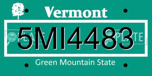 5MI4483 Vermont License Plate