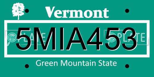 5MIA453 Vermont License Plate