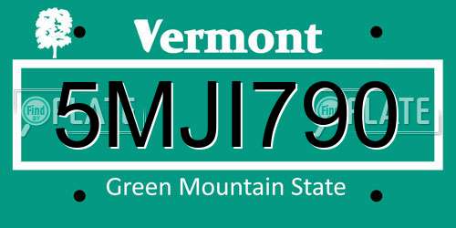 5MJI790 Vermont License Plate