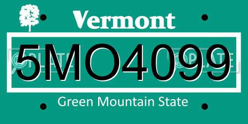 5MO4099 Vermont License Plate