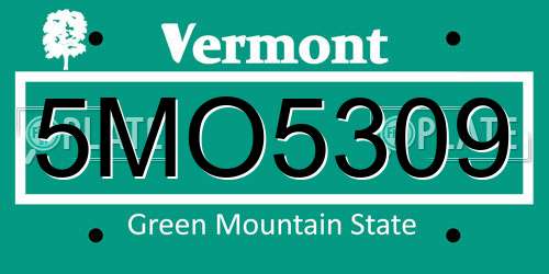 5MO5309 Vermont License Plate