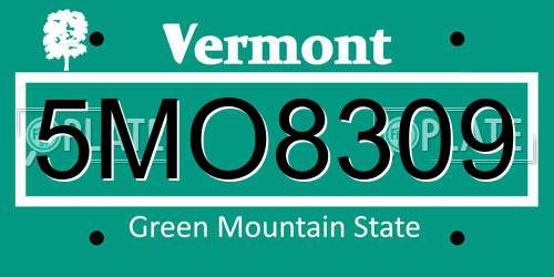 5MO8309 Vermont License Plate
