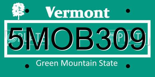 5MOB309 Vermont License Plate