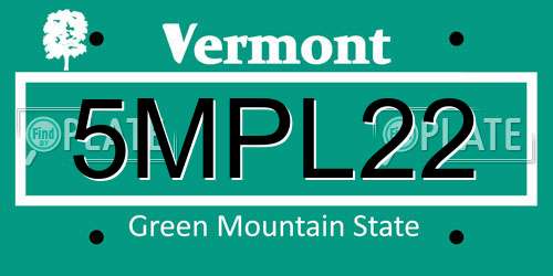 5MPL22 Vermont License Plate