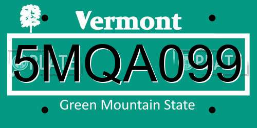 5MQA099 Vermont License Plate