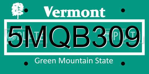 5MQB309 Vermont License Plate