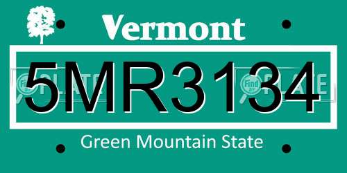 5MR3134 Vermont License Plate