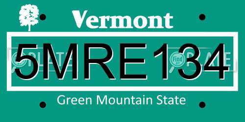 5MRE134 Vermont License Plate