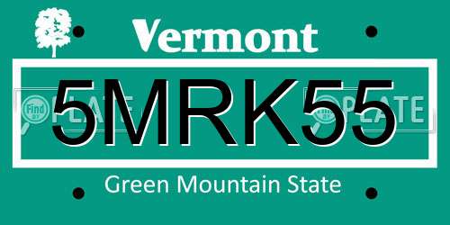 5MRK55 Vermont License Plate